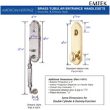 Emtek 4311 Orleans Single Cylinder Entrance Handleset - Brass Tubular