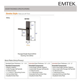 Emtek 7442 STRETTO Narrow Trim Lockset, 2" x 10-1/2" Concord Keyed, Brass Tubular, Single Cylinder