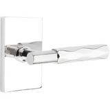 Emtek 5052  Select Brass Lever Handle With Stem And Modern Rectangular Rosette Dummy, Pair