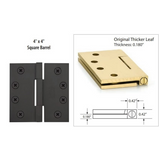 Emtek 96514 Solid Brass Square Barrel Heavy Duty Hinges (Pair), 4" x 4" (Original Thicker Leaf Thickness 0.180")