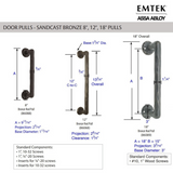 Emtek 86068 Rod Bronze 13 3/4" Pull