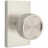 Emtek 5052 Select Brass Knob With Conical Stem And Modern Rectangular Rosette Dummy, Pair