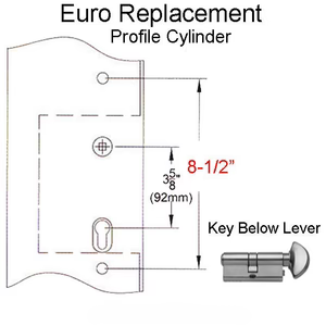 8-1/2 SCREW HOLES, KEY BELOW LEVER - EURO TYPE
