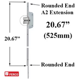 EXTENSION 525MM ROUNDED END, SECURY AUTOMATIC - STAINLESS STEEL