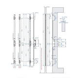 16MM SECURY SH2 RHINO WITH RADIUS ENDS AND ANTI-SLAM DEVICE FOR LATCH, 45/92, 6'-8" DOORS