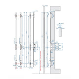 16MM SECURY SH2 RHINO WITH RADIUS ENDS AND ANTI-SLAM DEVICE FOR LATCH, 45/92, 8'-0" DOORS