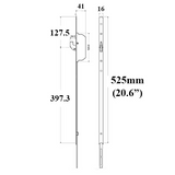 G-U EXTENSION 525MM WITH SECURY SH2 LOCK POINT, FOR 10' DOOR - STAINLESS STEEL