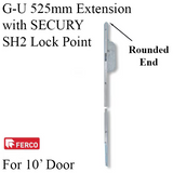 G-U EXTENSION 525MM WITH SECURY SH2 LOCK POINT, FOR 10' DOOR - STAINLESS STEEL