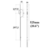 G-U EXTENSION 525MM WITH SECURY SH2 LOCK POINT, FOR 10' DOOR - STAINLESS STEEL