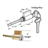 G-U / Ferco 1 Inch Cylinder, Schlage Keyway - Keyed Alike - Brushed Chrome