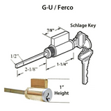 G-U / FERCO 1 INCH CYLINDER, SCHLAGE KEYWAY - KEYED ALIKE - BRONZE