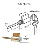 G-U / FERCO 1 INCH CYLINDER, SCHLAGE KEYWAY - KEYED ALIKE - BRASS