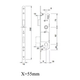 G-U MONOLOCK 55/92 EURO SINGLE POINT MORTISE LOCK (SPL) - STAINLESS STEEL
