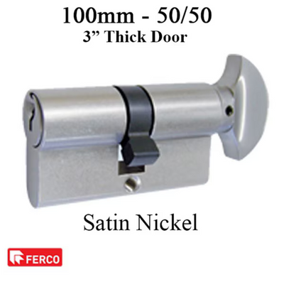 50/50 Key/TT 100mm Euro profile cylinder - Satin Nickel