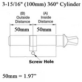 50/50 Key/TT 100mm Euro profile cylinder - Satin Nickel