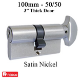 50/50 Key/TT 100mm Euro profile cylinder - Satin Nickel