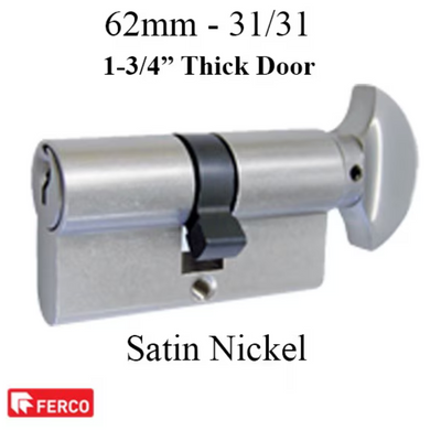 FERCO 31/31 PZ-CYLINDER W/ KEY AND THUMBTURN - SATIN NICKEL