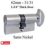 FERCO 31/31 PZ-CYLINDER W/ KEY AND THUMBTURN - SATIN NICKEL