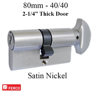 FERCO 40/40 PZ, 360 DEGREE CYLINDER. KEY AND THUMBTURN - SATIN NICKEL