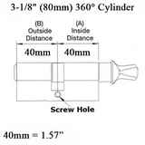 FERCO 40/40 PZ, 360 DEGREE CYLINDER. KEY AND THUMBTURN - SATIN NICKEL