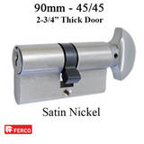 Ferco 45/45 Key/TT 90mm Euro profile cylinder - Satin Nickel