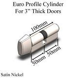 100MM EURO / PROFILE CYLINDER 50/50 WITH RECTANGULAR THUMBTURN - SATIN NICKEL