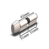 62MM EURO / PROFILE CYLINDER 31/31 WITH RECTANGULAR THUMBTURN