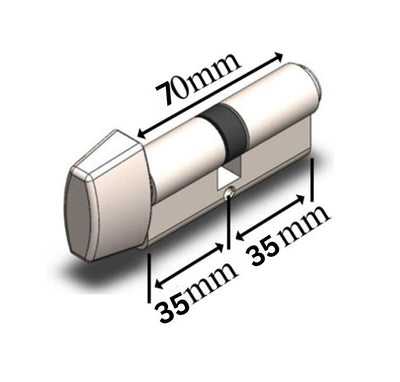 70MM EURO / PROFILE CYLINDER 35/35 WITH RECTANGULAR THUMBTURN - SATIN NICKEL