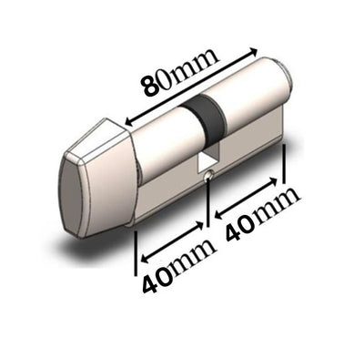 80MM EURO / PROFILE CYLINDER 40/40 WITH RECTANGULAR THUMBTURN - SATIN NICKEL