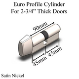 100MM EURO / PROFILE CYLINDER 50/50 WITH RECTANGULAR THUMBTURN - SATIN NICKEL