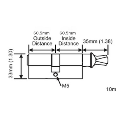 Hoppe 90 degree Euro Profile Cylinder for 4” thick Door 11677211