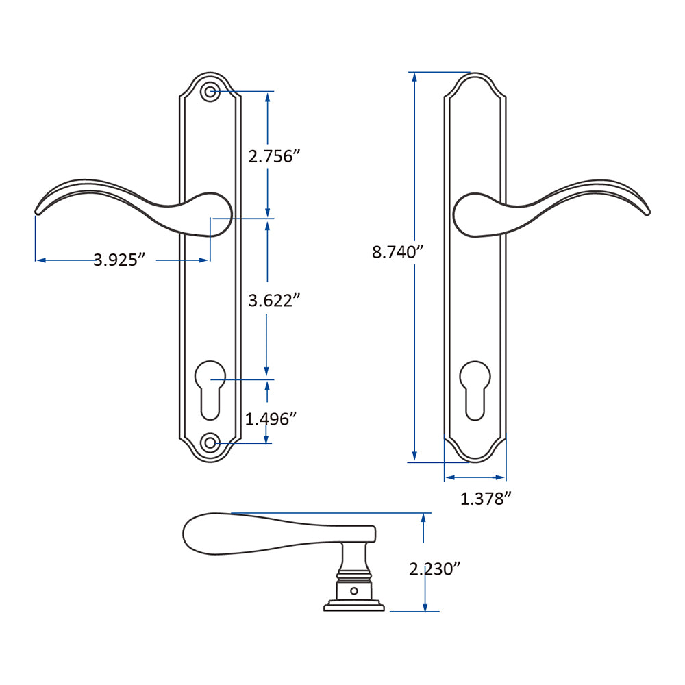 Keyed Entry Swing Door Handle Set For Multipoint Locks Brushed Nickel ...