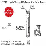 1/2" Ribbed Channel Balance for Wood Windows with Vinyl Jambliners, #02 End Bracket Attached - Stamped Number 31-51