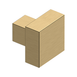 MODERN SQUARE KNOB, 1-1/4" x 1-1/4", SOLID BRASS