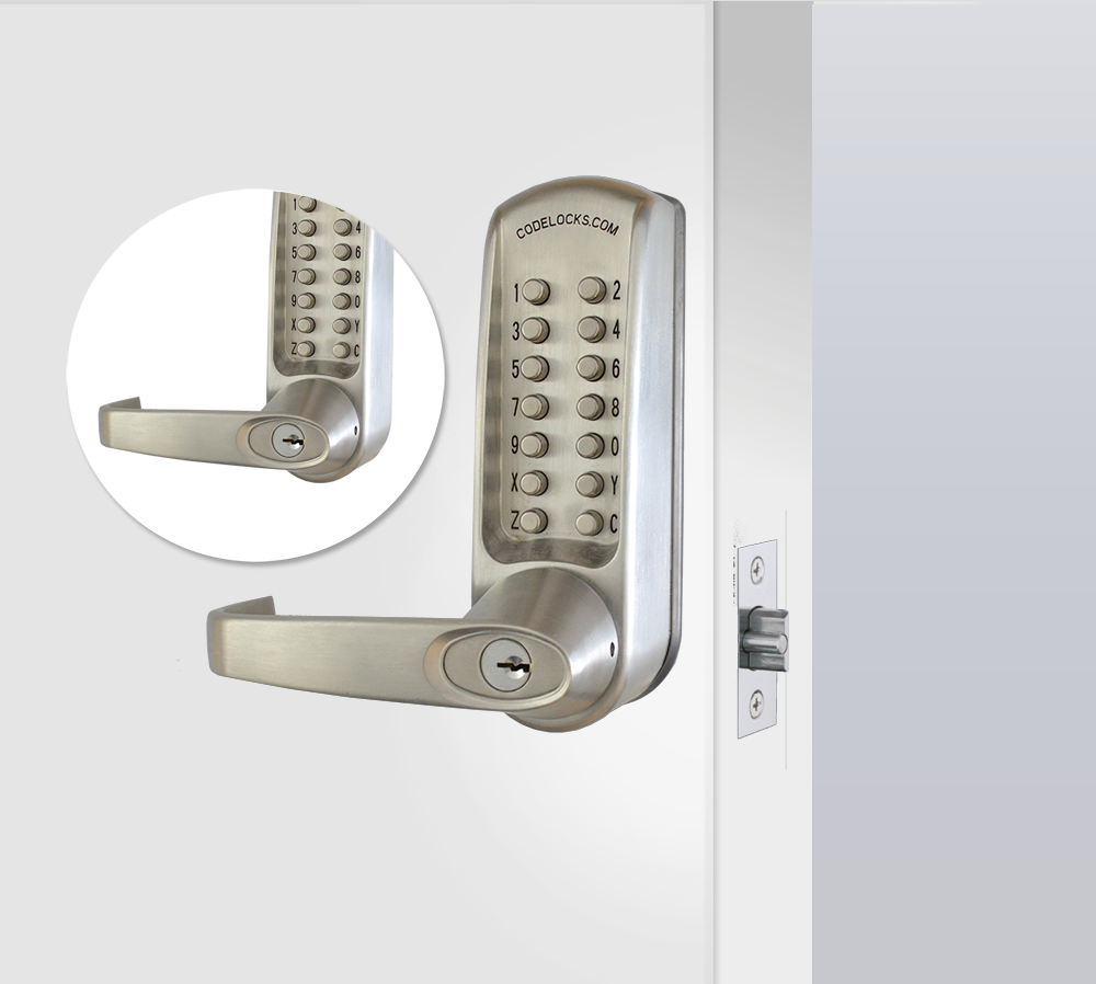 Steel Code Locks CodeLocks CL615 MECHANICAL Back to Back Latch PVD Passage Set B/Steel