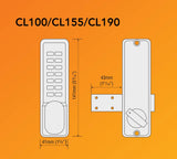 CodeLocks CL155 MECHANICAL Mortice Latch Dual Backplate Silver Grey