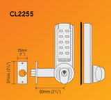 CodeLocks CL2255 ELECTRONIC Tubular Mortice Latch PVD B/Steel