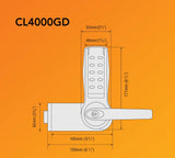 CodeLocks CL4000 ELECTRONIC Glass Door Lock Brushed Steel