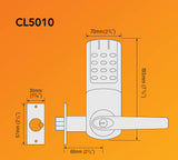 CodeLocks 5010 ELECTRONIC Tubular Mortice Latch PVD B/Steel,Fire Kit