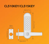 CodeLocks CL510 & CL515 Tubular Latch with Key Override