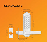 CodeLocks CL510 & CL515 Heavy Duty Tubular Latch, Polished Brass