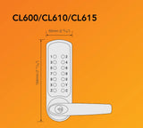 CodeLocks CL600 MECHANICAL Front & Back Plate only PVD Brushed Steel