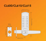 CodeLocks CL600 MECHANICAL Front & Back Plate only PVD Brushed Steel