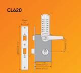 CodeLocks CL620 MECHANICAL Anti-Panic Mortice Lock , Brushed Steel