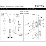 Emtek 8990 Colonial 5-1/2" Center-to-Center Keyed Sideplate Lockset, Passage/Single Keyed - Brass Tubular