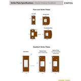 Emtek 471224 Tuscany Sectional Entrance Handleset - Lost Wax Cast Bronze Tubular - Single Cylinder