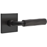 Emtek 5212 Select Brass Lever Handle With Stem And Modern Rectangular Rosette Privacy Set