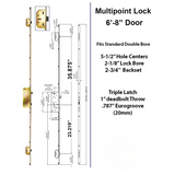 MP Lock, Sentry RS Triple Latch 6-8 Door 5-1/2 PZ x 2-3/4" BS