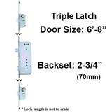 MP Lock, Sentry RS Triple Latch 6-8 Door 5-1/2 PZ x 2-3/4" BS