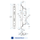 70910877 Rockwell Keystone Dual Point Lock for Sliding Glass Doors &ndash; Recessed Mount